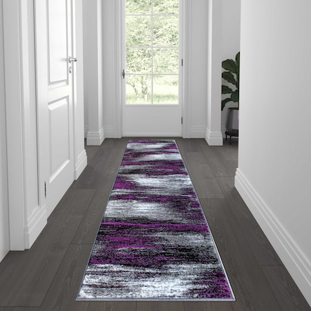 Flash Furniture Purple 2' x 7' Abstract Design Accent Area Rug ACD-RGTRZ863-27-PU-GG